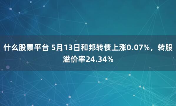 什么股票平台 5月13日和邦转债上涨0.07%，转股溢价率24.34%