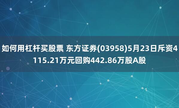 如何用杠杆买股票 东方证券(03958)5月23日斥资4115.21万元回购442.86万股A股