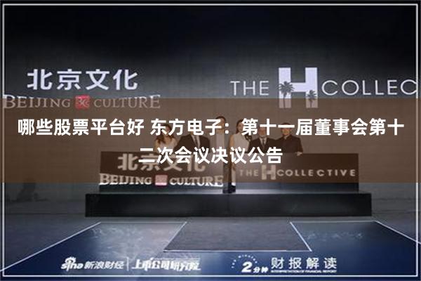 哪些股票平台好 东方电子：第十一届董事会第十二次会议决议公告