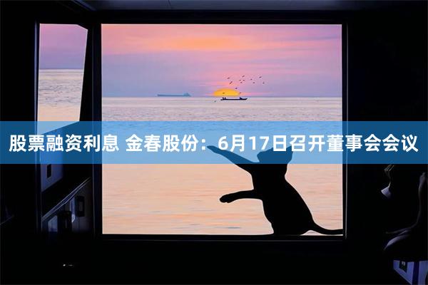 股票融资利息 金春股份：6月17日召开董事会会议