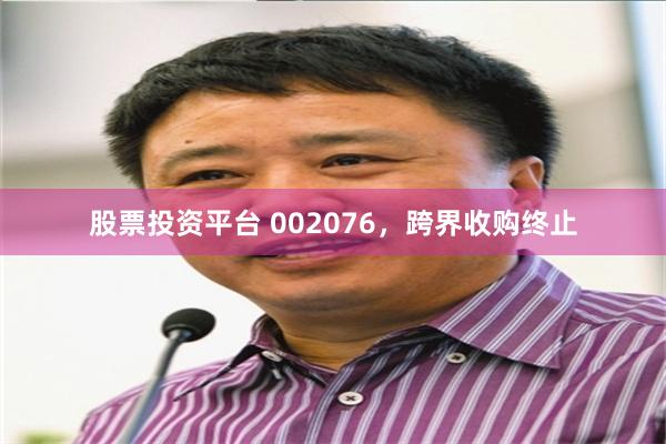 股票投资平台 002076，跨界收购终止